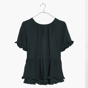 Madewell Stanza Ruffle-Hem Top in Smoky Spruce